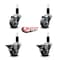 Service Caster 3'' Thermoplastic Rubber Wheel Swivel 1-1/4'' Expanding Stem Caster Set 2 Brakes, 4PK SCC-EX20S314-TPRB-2-PLB-2-114 - alternate 4